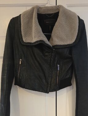 BCBGMAXAZRIA Cropped Leather Jacket